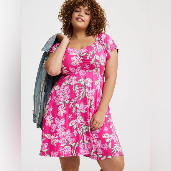 torrid Dresses & Skirts - torrid Pink Floral Fit-and-Flare Mini Dress